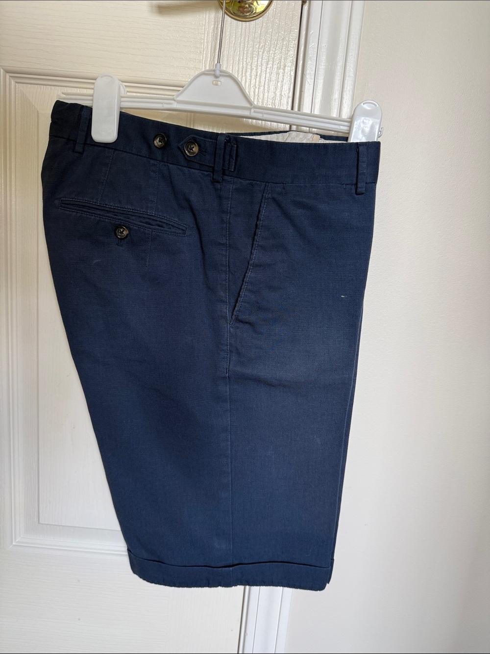 Men's Flat Front Navy Shorts - Classic Tailored Style